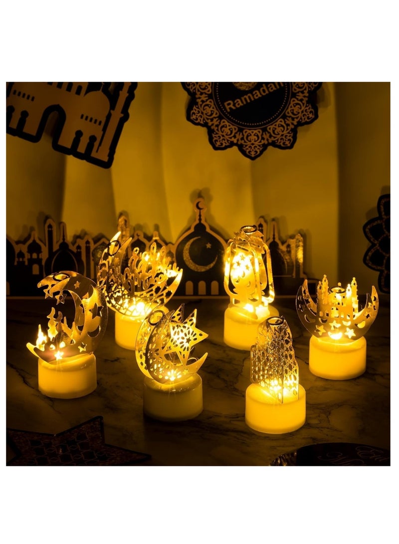 دايلي شيك 6 قطع من مصابيح الفوانيس الصغيرة، ديكور رمضان للمنزل، منارة قلعة القمر، مصباح عيد مبارك، إضاءة ليلية للحفلات والمنزل في الأماكن المغلقة والمفتوحة وديكور سطح الطاولة لغرفة النوم - Image 5